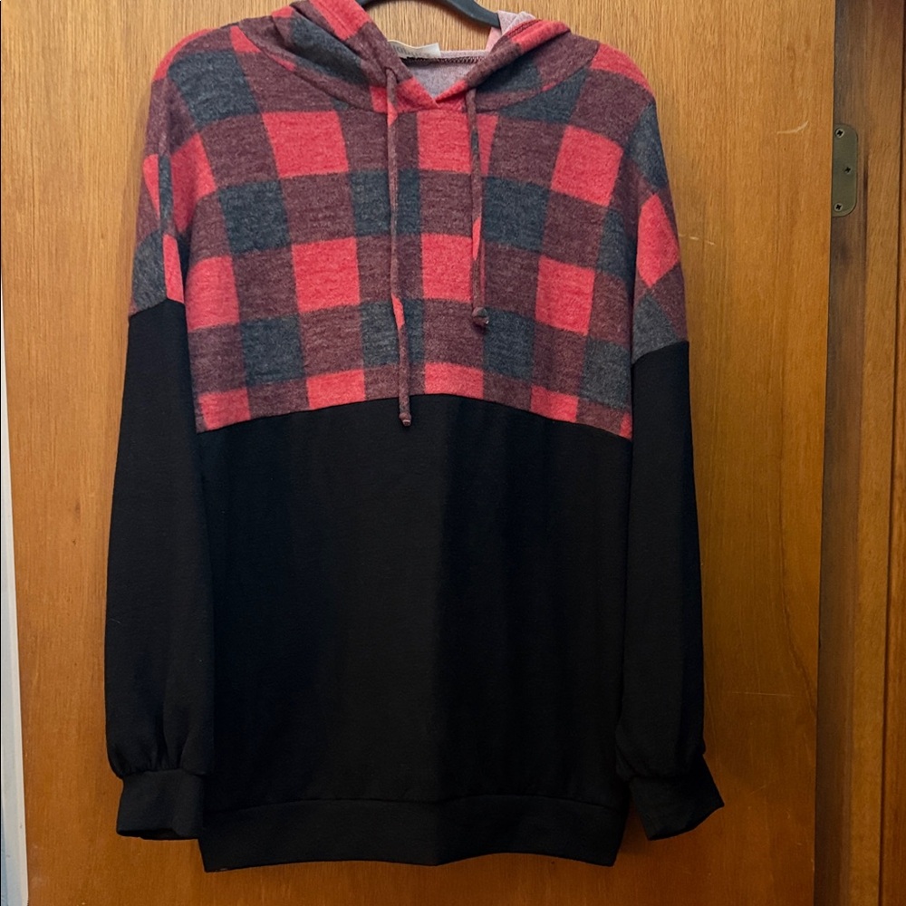 Haptics Women’s Red and Black Checkered Hoodie